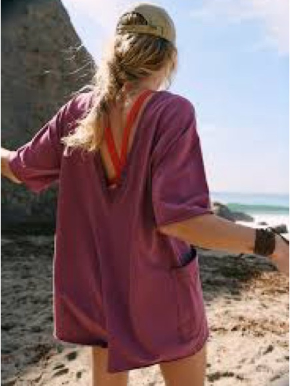 Free People Washed Magenta Short Sleeve Romper with Pockets Size XS